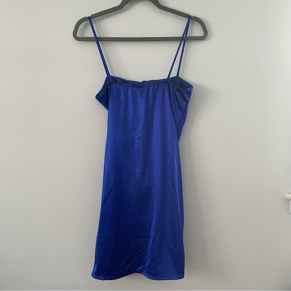 Windsor Royal Blue Wrap Around Satin Dress - Picture 9 of 9